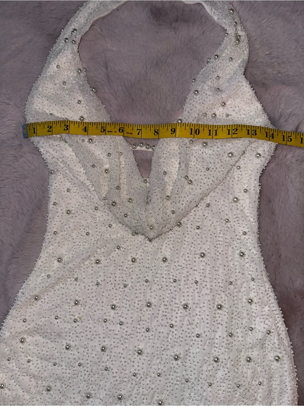 Oh Polly White Pearl-Embellished Cowl Neck Mini Dress - Picture 11 of 16